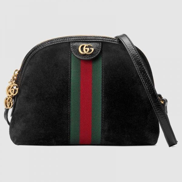 Gucci GG Women Ophidia Small Shoulder Bag in Black Suede Leather (7)