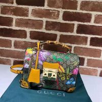 Gucci GG Women Padlock GG Flora Small Bamboo Shoulder Bag