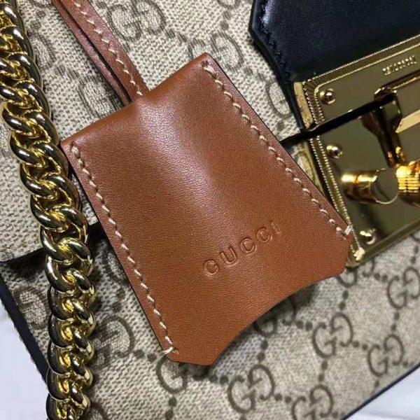 Gucci GG Women Padlock GG Small Bamboo Shoulder Bag in BeigeEbony GG Supreme Canvas (8)