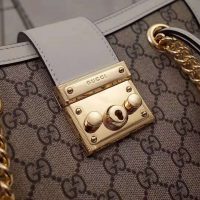 Gucci GG Women Padlock GG Small Shoulder Bag in BeigeEbony GG Supreme Canvas (1)