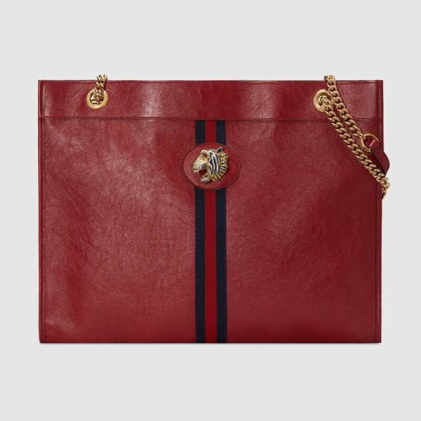 Gucci GG Women Rajah Large Tote Bag in Cerise Leather-Red (1)