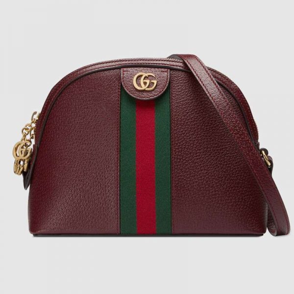 Gucci GG Women Rounded Top Ophidia Small Shoulder Bag in Leather-Maroon (1)