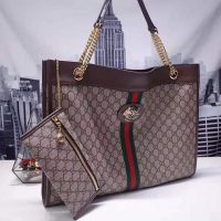 Gucci Women Exclusive Rajah GG Tote in BeigeEbony GG Supreme Canvas (1)