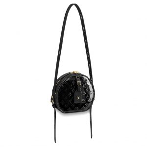 Louis Vuitton LV Women Boite Chapeau Souple Handbag in Glossy Monogram Vernis Embossed Patent Leather-Black