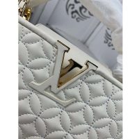 Louis Vuitton LV Women Capucines BB Handbag in Lambskin with Monogram Flowers-Beige