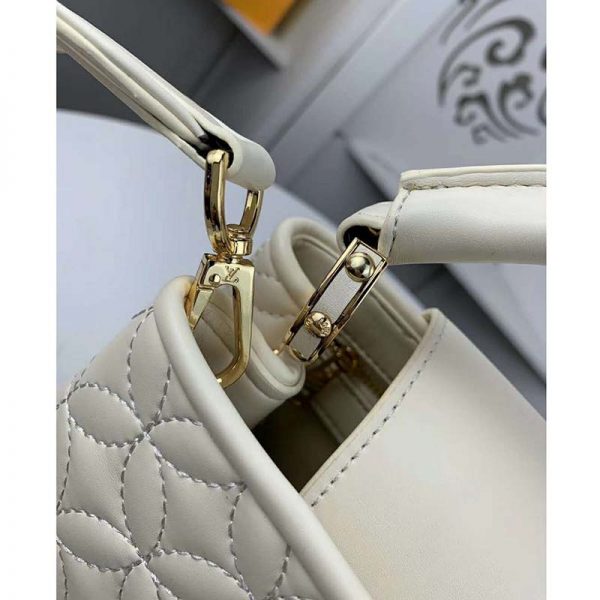 Louis Vuitton LV Women Capucines BB Handbag in Lambskin with Monogram Flowers-Beige (4)