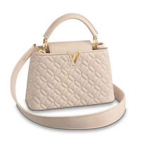 Louis Vuitton LV Women Capucines PM Handbag in Lambskin with Monogram Flowers-Pink