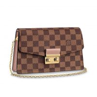 Louis Vuitton LV Women Croisette Chain Wallet in Damier Ebene Coated Canvas-Red (1)