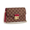 Louis Vuitton LV Women Croisette Chain Wallet in Damier Ebene Coated Canvas-Red