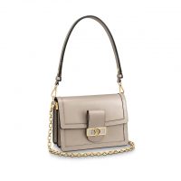 Louis Vuitton LV Women Dauphine MM Bag in Smooth Calfskin Leather-Beige (7)