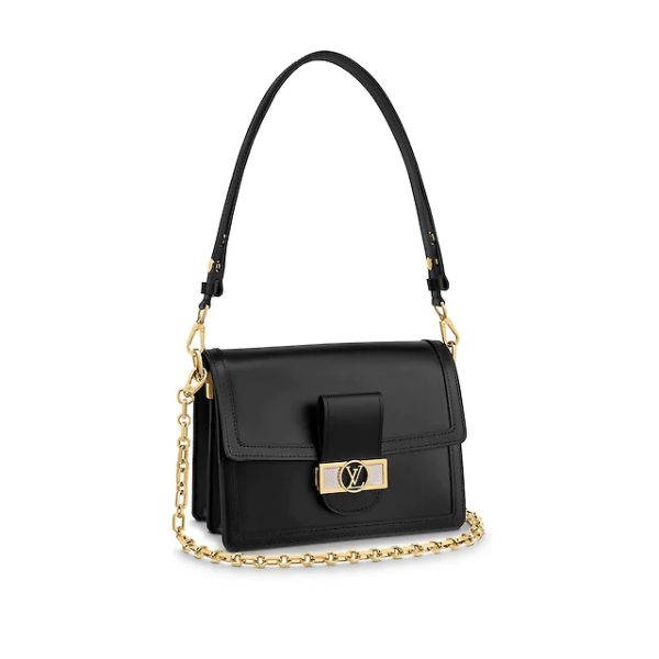 Louis Vuitton LV Women Dauphine MM Bag in Smooth Calfskin Leather-Black (1)