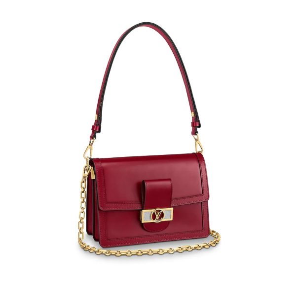 Louis Vuitton LV Women Dauphine MM Bag in Smooth Calfskin Leather-Red (1)