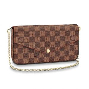 Louis Vuitton LV Women Félicie Pochette in Damier Ebene Coated Canvas-Brown