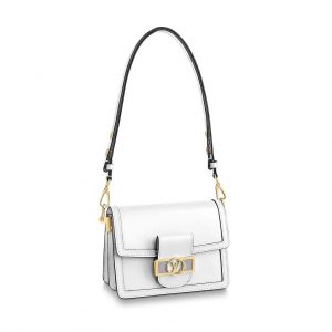 Louis Vuitton LV Women Mini Dauphine Bag in Smooth Calfskin Leather-White