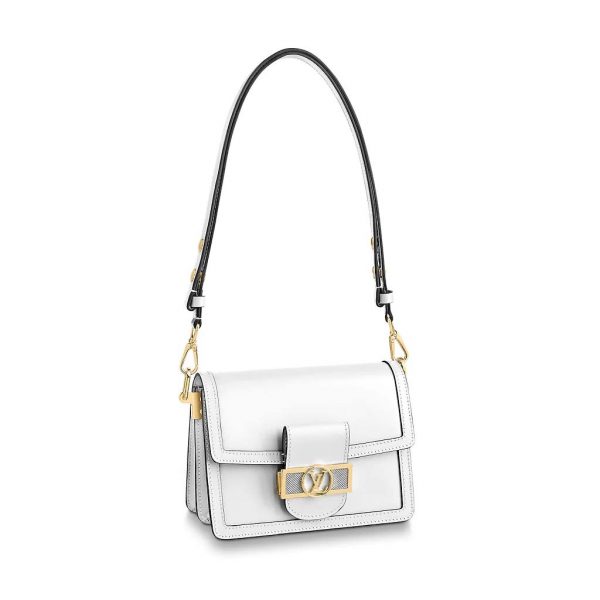 Louis Vuitton LV Women Mini Dauphine Bag in Smooth Calfskin Leather-White (1)