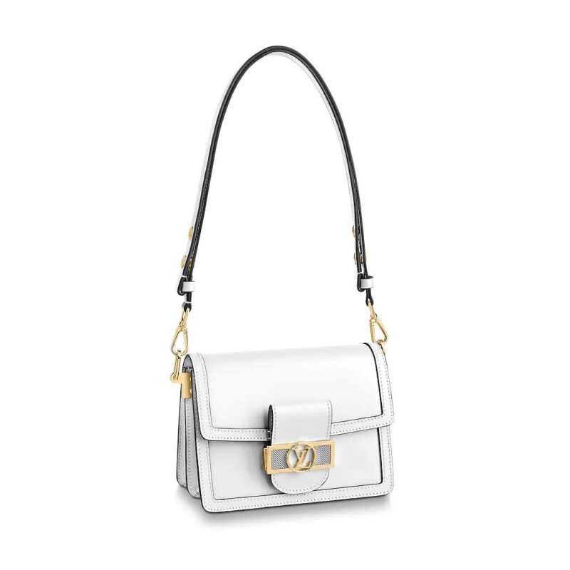 Louis Vuitton LV Women Mini Dauphine Bag in Smooth Calfskin Leather-White