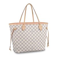 Louis Vuitton LV Women Neverfull MM Tote Bag in Damier Azur Canvas-Pink (1)