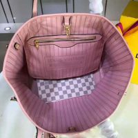 Louis Vuitton LV Women Neverfull MM Tote Bag in Damier Azur Canvas-Pink (1)