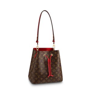 Louis Vuitton LV Women NéoNoé MM Bucket Bag in Monogram Coated Canvas-Red