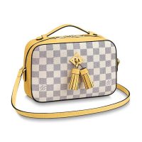 Louis Vuitton LV Women Saintonge Handbag in Damier Azur Coated Canvas-Yellow (1)