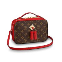 Louis Vuitton LV Women Saintonge Handbag in Monogram Canvas and Smooth Leather-Pink