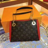 Louis Vuitton LV Women Surene BB Handbag in Monogram Canvas and Grained Calf Leather-Red (9)