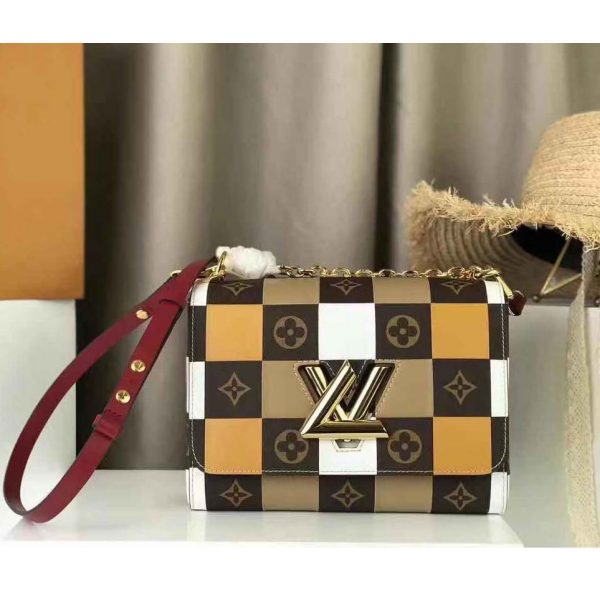 Louis Vuitton LV Women Twist MM Handbag in Smooth Cowhide and Monogram Coated Canvas (3)