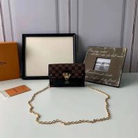 Louis Vuitton LV Women Vavin Chain Wallet in Damier Ebene Coated Canvas-Black (1)