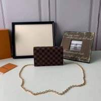 Louis Vuitton LV Women Vavin Chain Wallet in Damier Ebene Coated Canvas-Black (1)