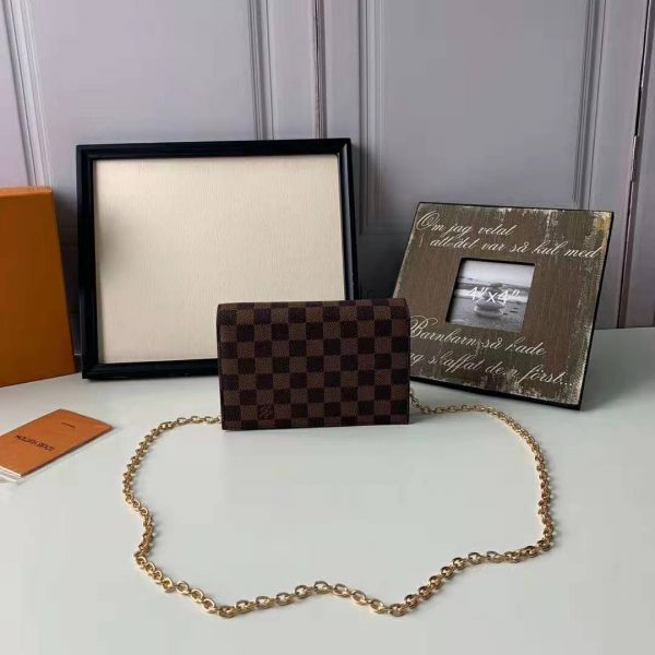 Louis Vuitton LV Women Vavin Chain Wallet in Damier Ebene Coated Canvas-Black (8)
