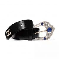 Chanel Women Calfskin & Gold-Tone Metal Belt-Blue (2)