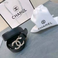 Chanel Women Calfskin Gold-Tone Metal Glass Pearls Strass & Resin Belt-Black (1)