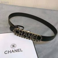 Chanel Women Calfskin Gold-Tone Metal & Lambskin Belt-Black (1)