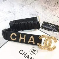 Chanel Women Goatskin & Gold-Tone Metal Belt-Black (1)