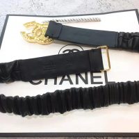 Chanel Women Goatskin & Gold-Tone Metal Belt-Black (1)