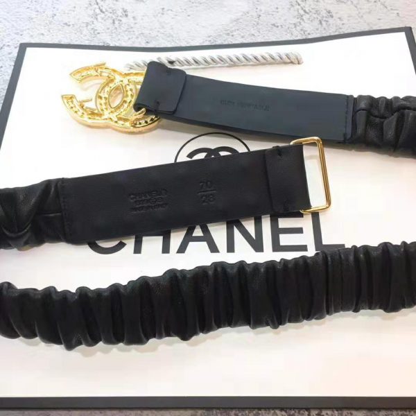 Chanel Women Goatskin & Gold-Tone Metal Belt-Black (8)