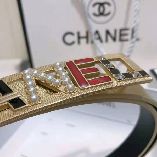 Chanel Women Goatskin & Gold-Tone Metal Belt-Gold (8)