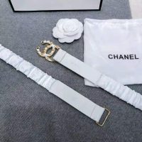 Chanel Women Goatskin & Gold-Tone Metal Belt-White (1)