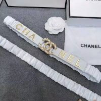 Chanel Women Goatskin & Gold-Tone Metal Belt-White (1)