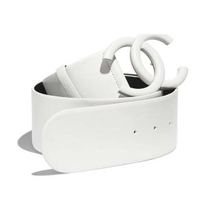 Chanel Women Lambskin & Gold-Tone Metal Belt-White