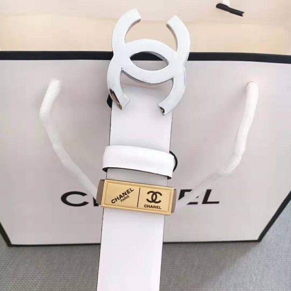 Chanel Women Lambskin & Gold-Tone Metal Belt-White (2)