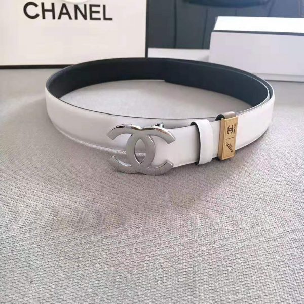Chanel Women Lambskin & Gold-Tone Metal Belt-White (4)