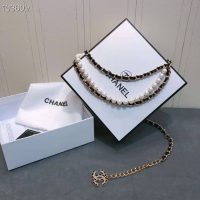 Chanel Women Metal Glass Pearls Lambskin & Strass Belt-Black (7)