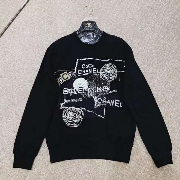 Chanel Women Sweatshirt in Cotton White Black Navy Blue & Silver (2)