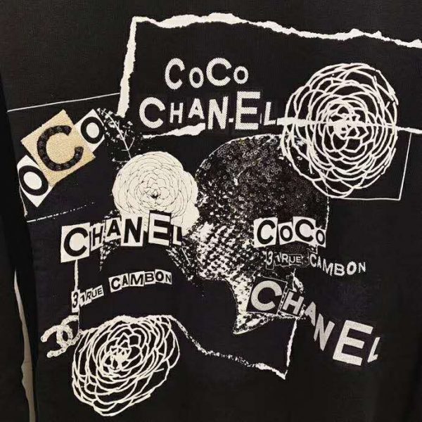 Chanel Women Sweatshirt in Cotton White Black Navy Blue & Silver (9)
