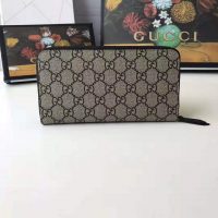 Gucci GG Men Bee Print GG Supreme Zip Around Wallet in BeigeEbony GG Supreme (10)