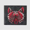 Gucci GG Men GG Supreme Wallet with Wolf in Black and Grey GG Supreme Canvas