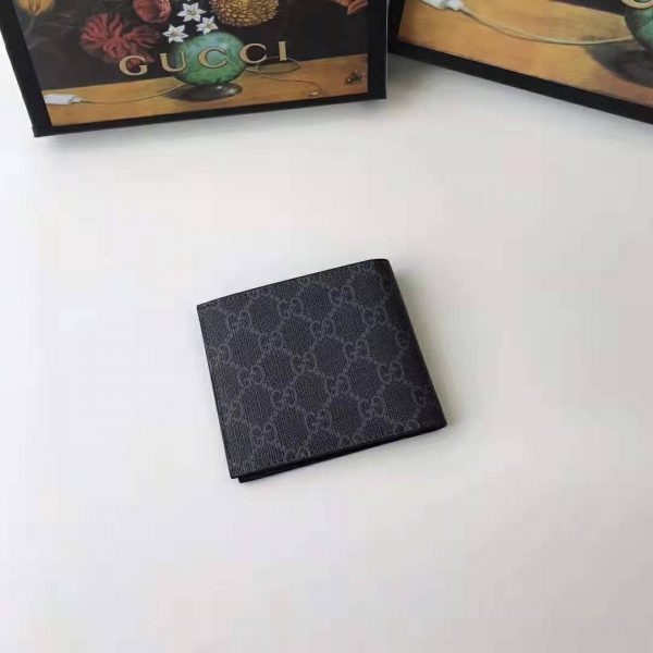 Gucci GG Men GG Supreme Wallet with Wolf in Black and Grey GG Supreme Canvas (2)