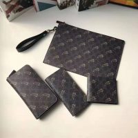 Gucci GG Men GG Wallet with Tiger Print in BlackGrey GG Supreme Canvas (1)