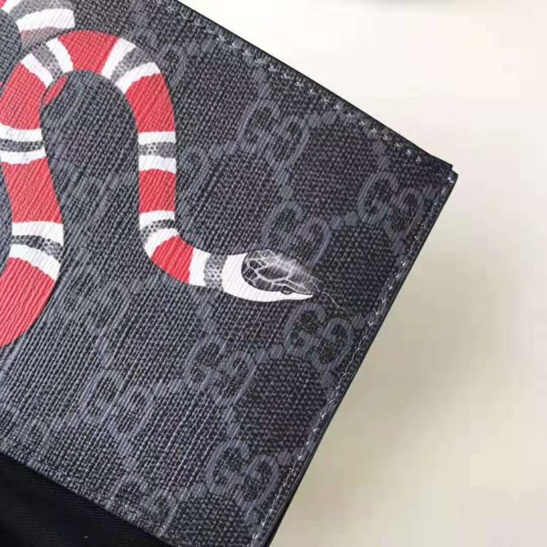 Gucci GG Men Kingsnake Print GG Supreme Wallet in BlackGrey GG Supreme Canvas (10)